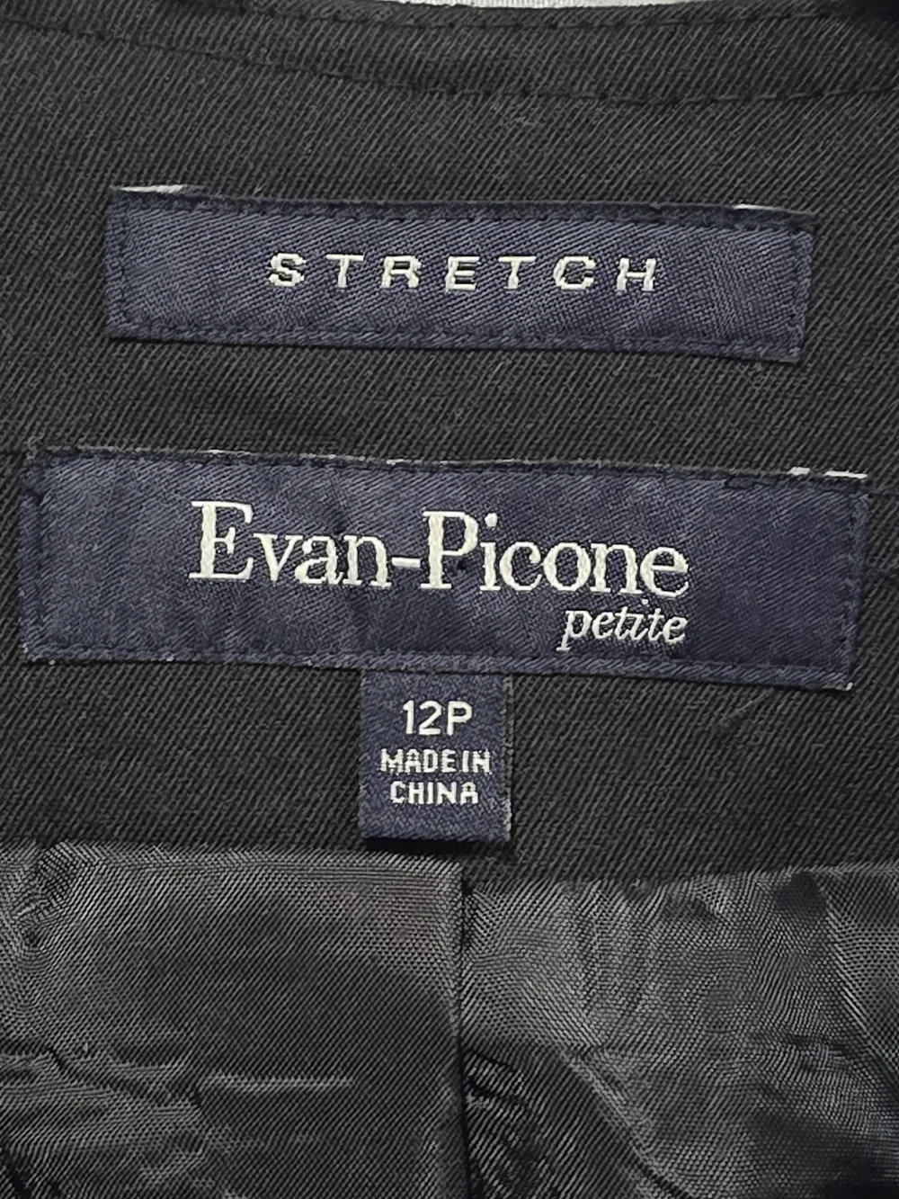 Evan-Picone Black and White Color-Block Full Zip Stretch Fabric Blazer 12P EUC